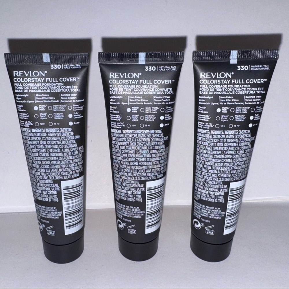 x3 Shade 330 NATURAL TAN - REVLON Colorstay FULL COVER Matte Foundation - sealed - Picture 3 of 3
